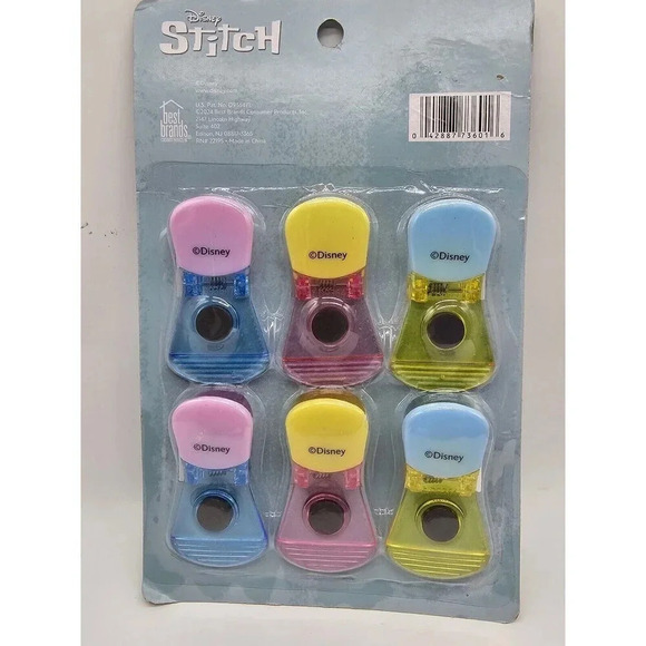 NEW Disney Stitch Hello Spring 6 pack Magnetic Chip Bag Snack Clips - Picture 2 of 4
